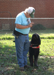 David Grimm, dog trainer for A Veteran's Best Friend in Cabot, Ark., gives a command to his service dog Ringo during a training class Oct. 28. (CNS photo/Aprille Hanson, Arkansas Catholic) See VETERANS-SERVICE-DOGS Nov. 10, 2016.