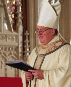 Cardinal Joseph W. Tobin smiles while speaking to the congregation at the end of  his Jan. 6 installation Mass at the Cathedral Basilica of the Sacred Heart in Newark, N.J. (CNS photo/Bob Roller) See NEWARK-TOBIN-INSTALLATION Jan, 6, 2017.