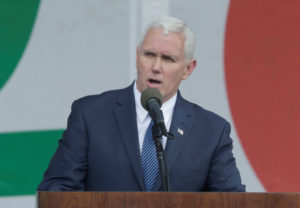 U.S. Vice President Mike Pence speaks during a rally at the annual March for Life in Washington Jan. 27. (CNS photo/Yuri Gripas, Reuters) See LIFE-MARCH-RALLY Jan. 27, 2017.