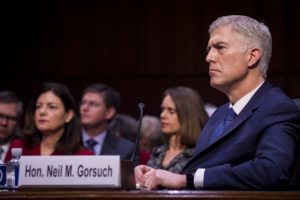 Judge Neil Gorsuch, President Donald Trump's nominee for the U.S. Supreme Court, attends his Senate Judiciary Committee confirmation hearing on Capitol Hill March 20 in Washington. (CNS photo/Pete Marovich, EPA) See GORSUCH-SENATE-HEARING March 20, 2017.