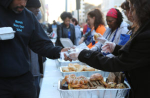 Volunteers with Catholic Charities' St. Maria's meals program in Washington serve dinner March 8 to the homeless. (CNS photo/Chaz Muth) See LENT-HELP-HOMELESS March 16, 2017.