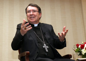 Archbishop Christophe Pierre, apostolic nuncio to the United States, addresses the audience during a discussion March 15 in New York City on the first four years of Pope Francis' papacy. (CNS photo/Gregory A. Shemitz) See AMERICA-PIERRE-FRANCIS-REVIEW March 16, 2017.