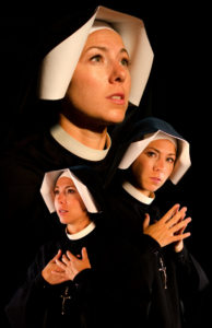 Actress Maria Vargo, pictured in a photo collage, travels the country portraying St. Faustina in a multimedia presentation, "Faustina: Messenger of Divine Mercy." St. Faustina was born Helena Kowalska in 1905 to a large peasant family in Poland. Blessed John Paul II was a longtime adherent of the saint's Divine Mercy devotions. He beatified her in 1993 and canonized her in 2000. (CNS photo/courtesy Saint Luke Productions) (April 1, 2014) See FAUSTINA April 1, 2014.