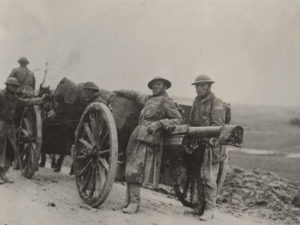 U.S. soldiers with the 1st Division of the 6th Field Artillery Regiment are seen in an undated photo in World War I. April 6 will mark the 100th anniversary of the entrance of the United States into the war. (CNS photo/U.S. Signal Corps, courtesy National World War I Museum and Memorial)