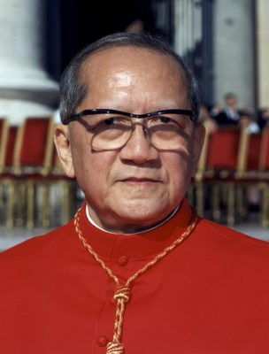 Vietnamese Cardinal Francois Nguyen Van Thuan is pictured at the Vatican in this 2001 file photo. Pope Francis advanced the sainthood cause of the cardinal, who spent 13 years in solitary confinement during his country's communist regime. (CNS photo/L'Osservatore Romano via EPA) See POPE-SAINTS May 4, 2017.