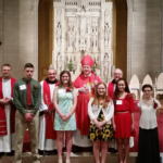 Springfield Bishop Mitchell T. Rozanski poses with confirmation students at Our Lady of the Cross Parish in Holyoke.