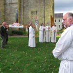 The final decade of the rosary is prayed outside St. Patrick Church in Monson during the parish's Oct. 7 Rosary Procession.