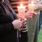 Parishioners of St. Patrick Parish in Monson participate in the Oct. 7 Candlelight Rosary Procession.