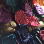 Some of the backpacks collected by the Knights and Ladies of St. Peter Claver at St. Michael's Cathedral.
