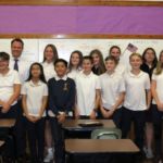 State Senator Eric Lesser visits the eighth-grade history class at St. Joan of Arc School in Chicopee.